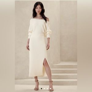 LIKE NEW! Worn once! Banana Republic ONE-SHOULDER MAXI SWEATER DRESS